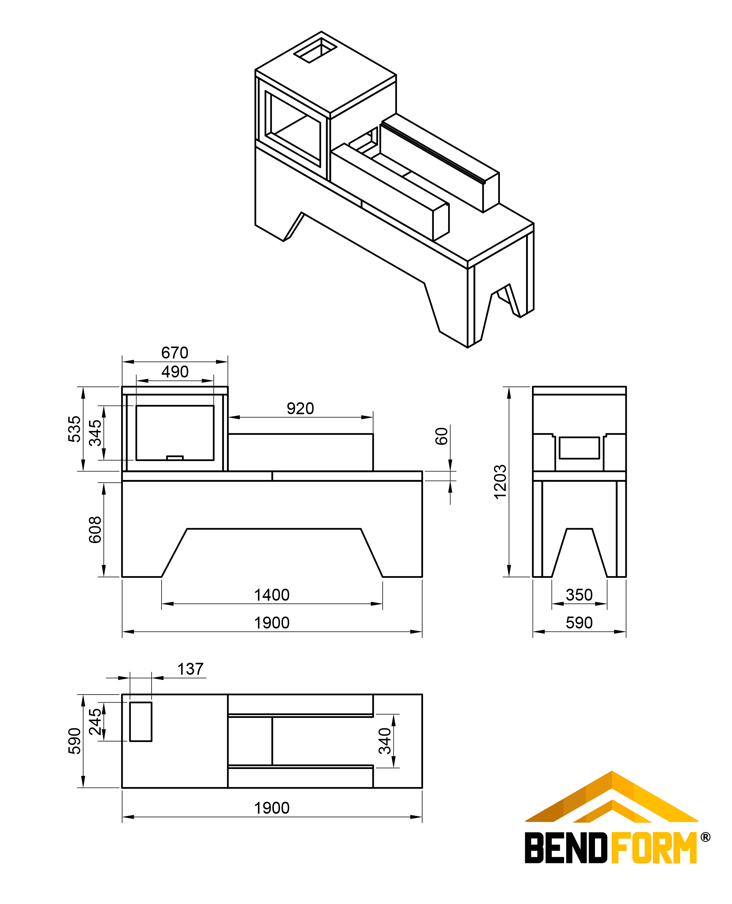 Forma para Fogão a Lenha Pré Moldado | Modelo Liso – 4 Bocas – BENDFORM